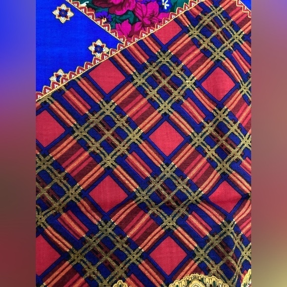 Echo Wool Scarf Floral Plaid Paisley 34" Square Accessory Challis - Picture 2 of 7